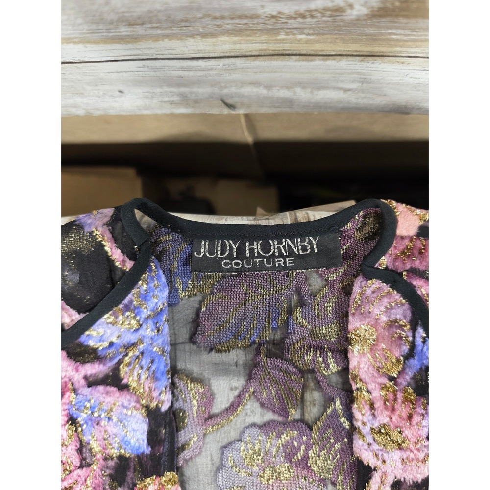 Judy Hornby Couture 3pc Silk Set Floral Devore Jacket Camisole Maxi Skirt Size 4 - Picture 4 of 16